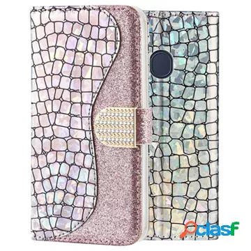 Custodia a Portafoglio Croco Bling per Samsung Galaxy A30,