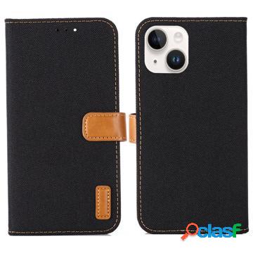 Custodia a Portafoglio Jeans Series per iPhone 14 - Nero