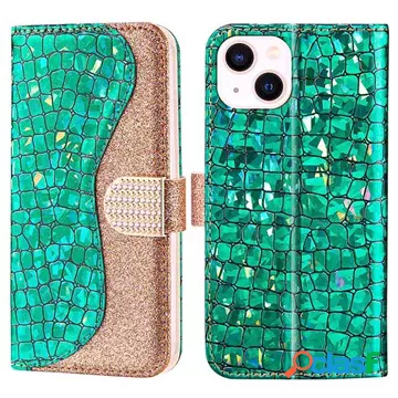 Custodia a Portafoglio Serie Croco Bling per iPhone 14 -