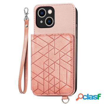 Custodia con Portafoglio Serie Geometry per iPhone 14 - Rosa