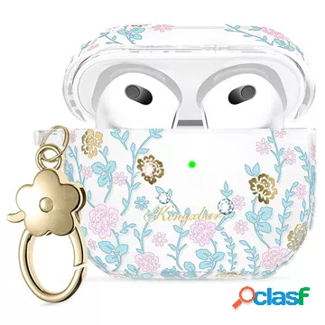 Custodia in TPU Kingxbar Flora Series AirPods 3 - blu / rosa