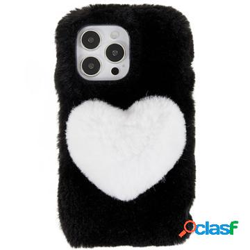 Custodia in TPU Plush Heart per iPhone 14 Pro - Nera