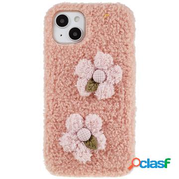 Custodia in TPU Serie Fluffy Flower per iPhone 14 - Rosa