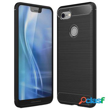 Custodia in TPU spazzolato per Google Pixel 3 XL - Fibra di