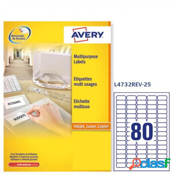 Etichetta adesiva L4732REV - removibile - adatta a stampanti