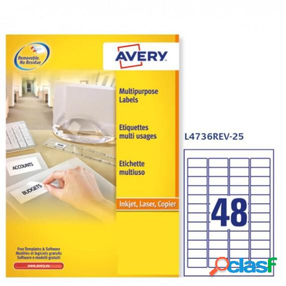 Etichetta adesiva L4736REV - removibile - adatta a stampanti