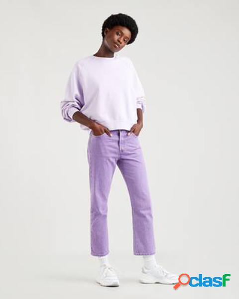 Felpa girocollo color lavanda in cotone con scritta logo