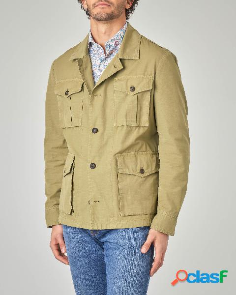 Field jacket verde in ripstop