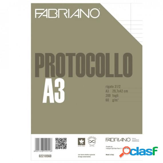 Foglio protocollo - A4 - 1 rigo c/margine - 60 gr - Fabriano