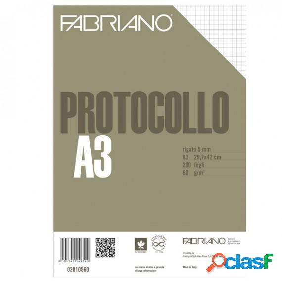 Foglio protocollo - A4 - 5 mm - 60 gr - Fabriano - conf. 200