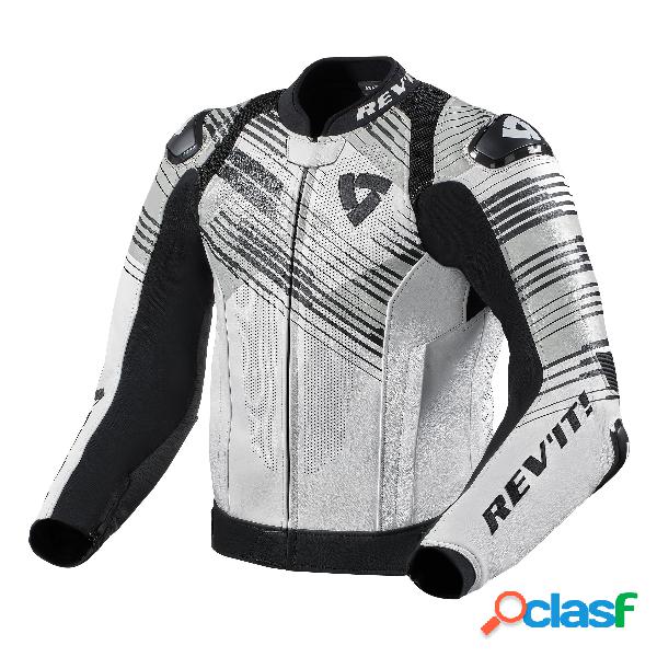 Giacca moto pelle Revit Apex Bianco Nero