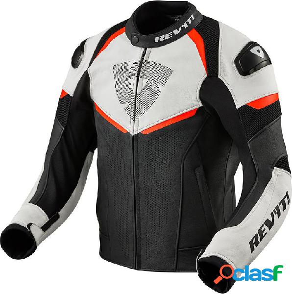 Giacca moto pelle Revit Convex Nero Neon Rosso