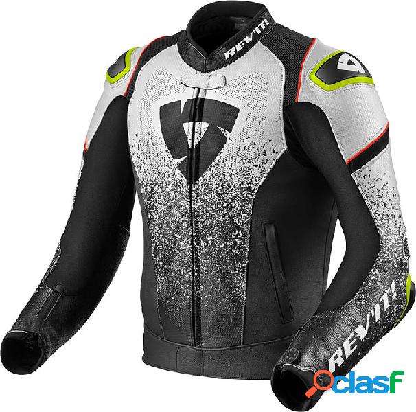 Giacca moto pelle racing Revit Quantum Nero Bianco