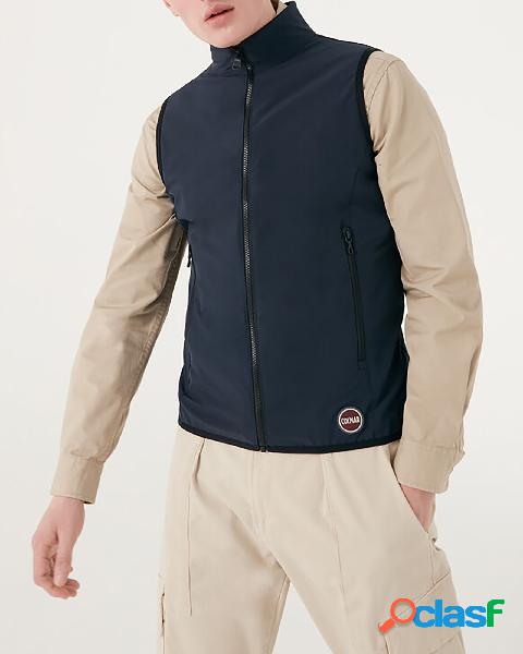Gilet blu in tessuto tecnico softshell stretch