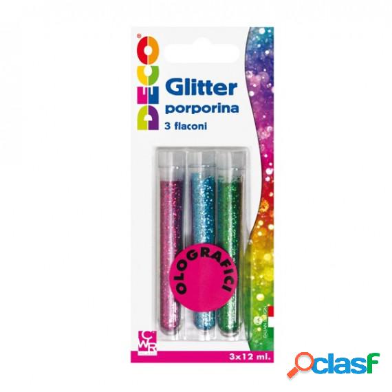 Glitter grana fine - 12 ml - colori assortiti olografici -