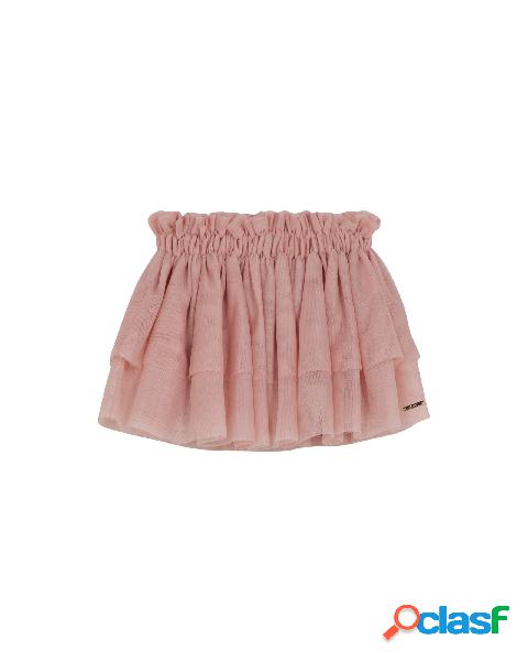 Gonna a balze in tulle rosa cipria 3-7 anni