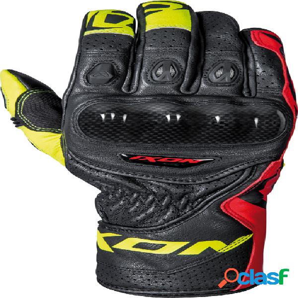 Guanti moto pelle estivi Ixon RS CIRCUIT R nero rosso giallo