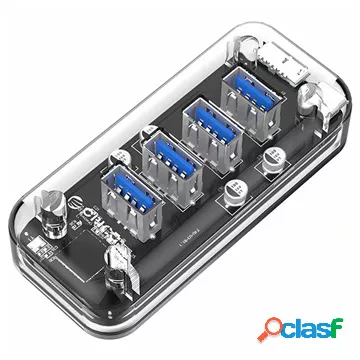 Hub USB 3.0 trasparente ad alta velocitÃ Orico F4U - 4