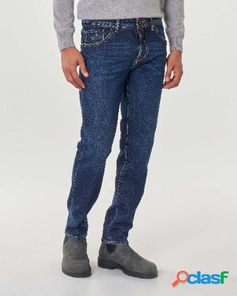 Jeans Scott tapered lavaggio scuro stone washed