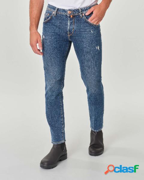 Jeans Scott tapered lavaggio scuro stone washed con