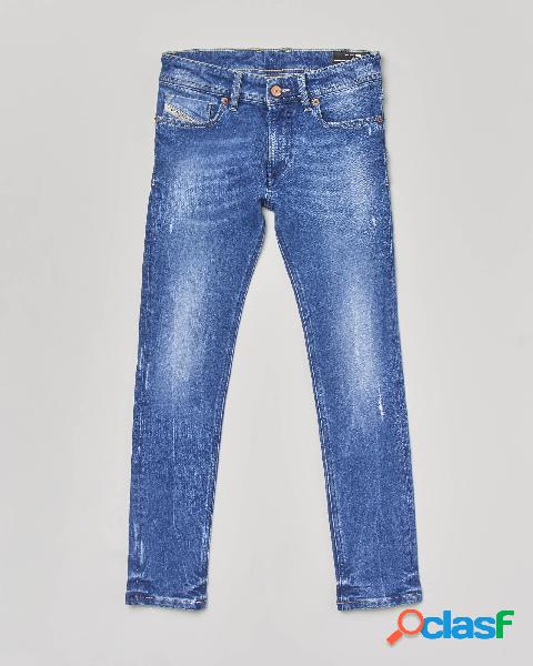 Jeans Sleenker skinny in cotone elasticizzato con lavaggio