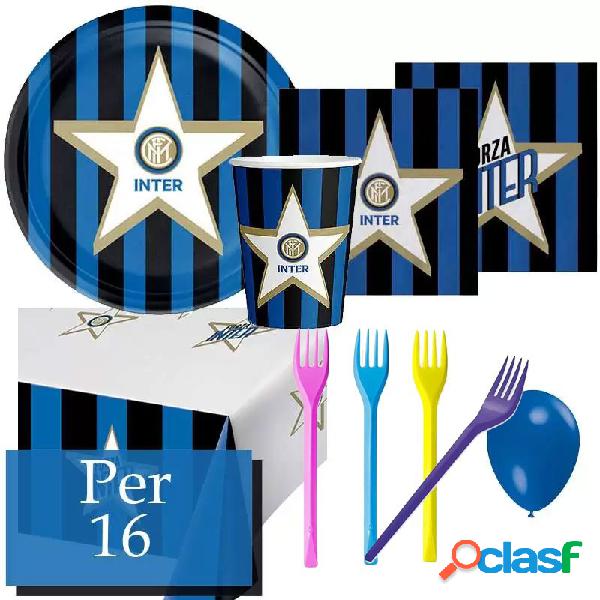 KIT N.6 INTER NEW - COORDINATO TAVOLA NERO AZZURRO