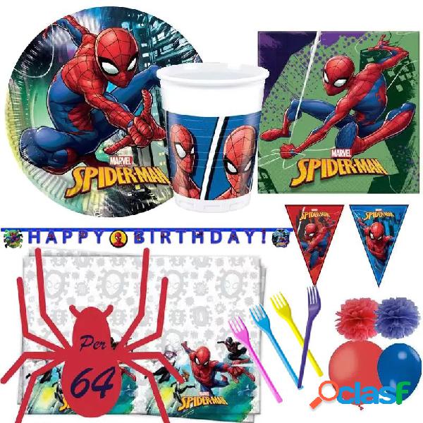 KIT N.64 SPIDERMAN - ACCESSORI FESTA A TEMA UOMO RAGNO