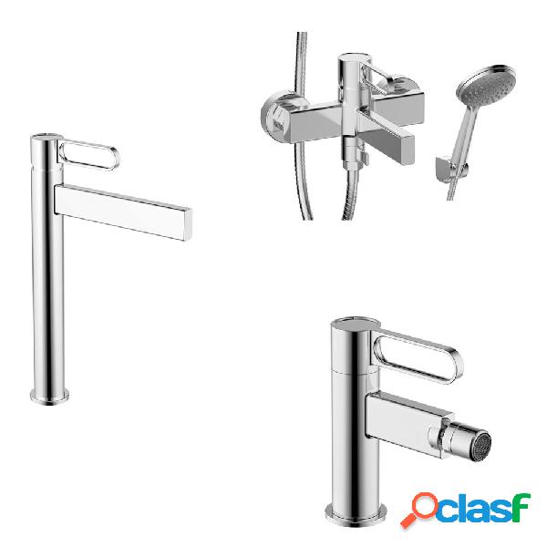 Kit Miscelatore alto lavabo+bidet+vasca in ottone della