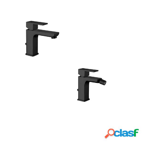 Kit miscelatori lavabo+bidet in ottone nero opaco serie