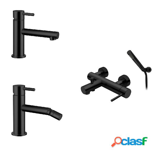 Kit miscelatori lavabo+bidet+vasca in ottone nero opaco