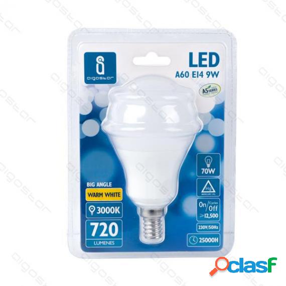 Lampadina Led A5 A60 9W Attacco E14 - 720 Lumen - 3000K Luce