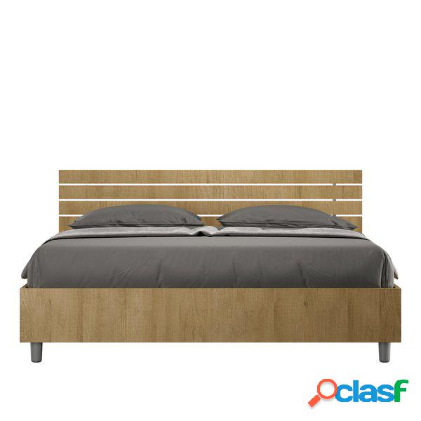 Letto Matrimoniale in Legno Finitura Quercia con Contenitore