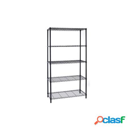 Libreria 5 Ripiani In Acciaio Nero 36X90Cm - H177Cm