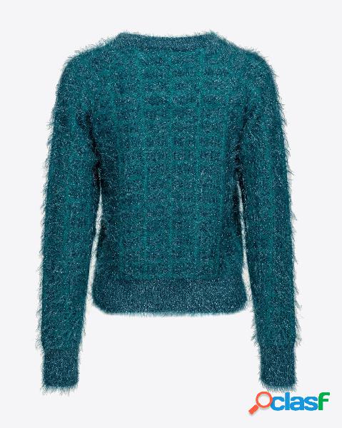 Maglia ottanio in filato effetto mohair di misto alpaca e