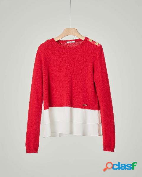 Maglia rossa girocollo con finta camicia 8-14 anni