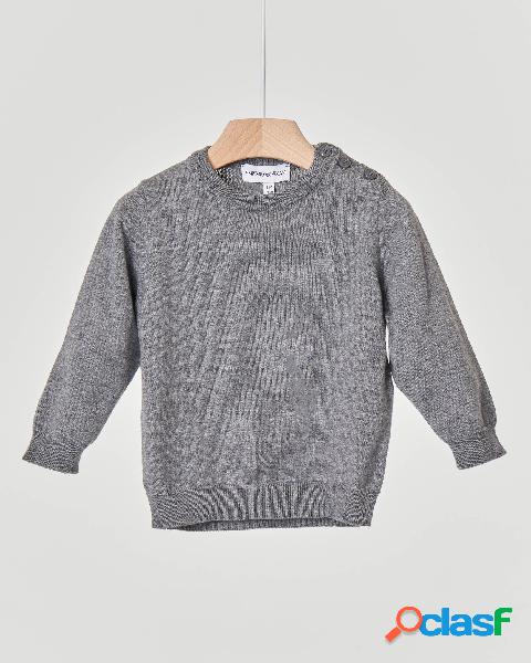 Maglioncino grigio girocollo in misto lana e cotone 12-36