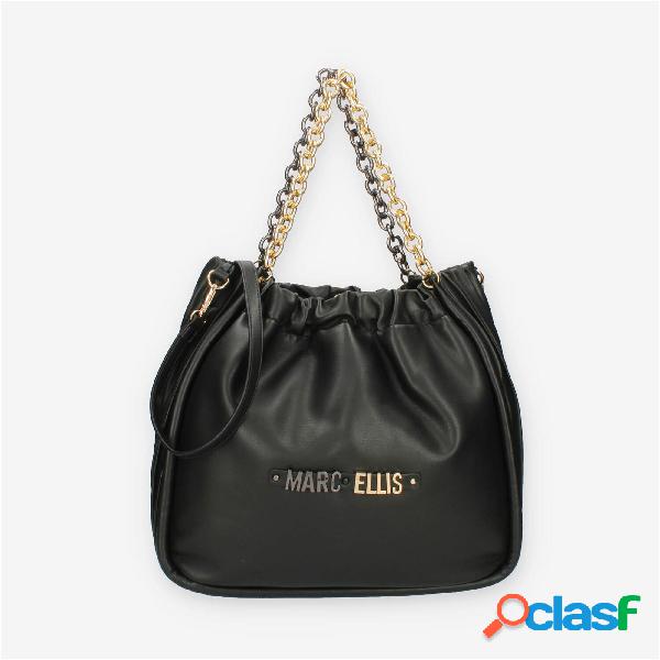 Marc Ellis Keli Borsa a spalla nera con logo lettering sul