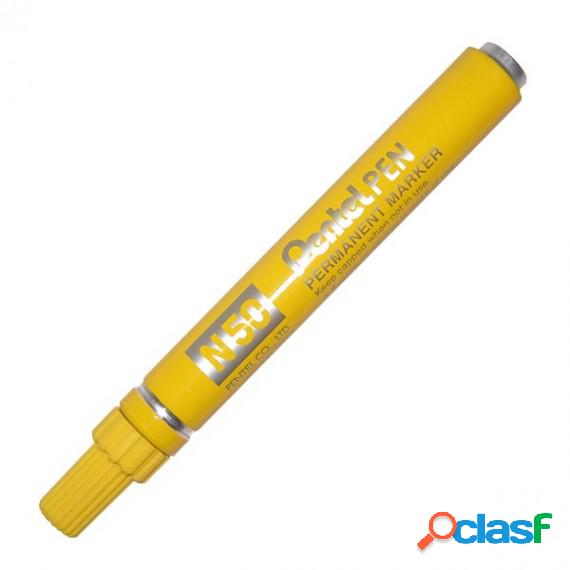 Marcatore permanente N50 - punta tonda - giallo - Pentel