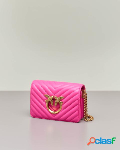 Mini Love Bag Click Chevron in pelle color rosa bubble con
