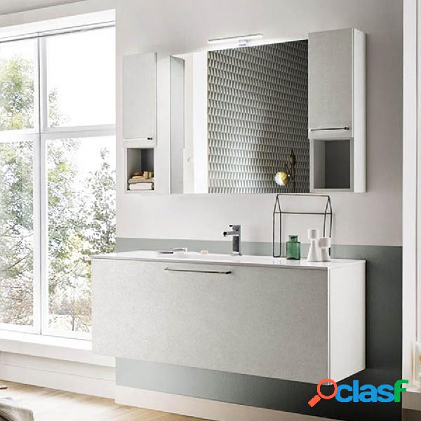 Mobile da bagno sospeso moderno da cm 120x45 con specchio a