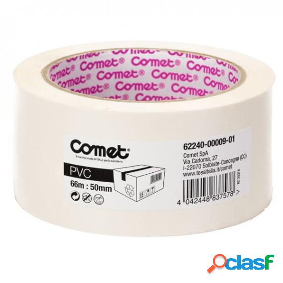 Nastro adesivo - PVC - 50 mm x 66 mt - bianco - Comet