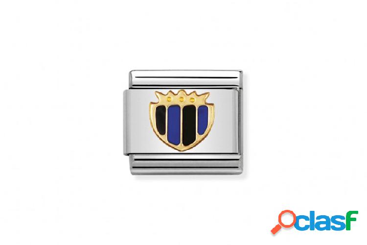 Nomination Scudetto Nero Blu Composable acciaio argento blu