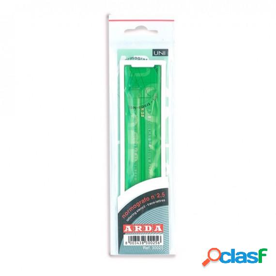 Normografo lettere e cifre Uni - 5mm - verde - Arda