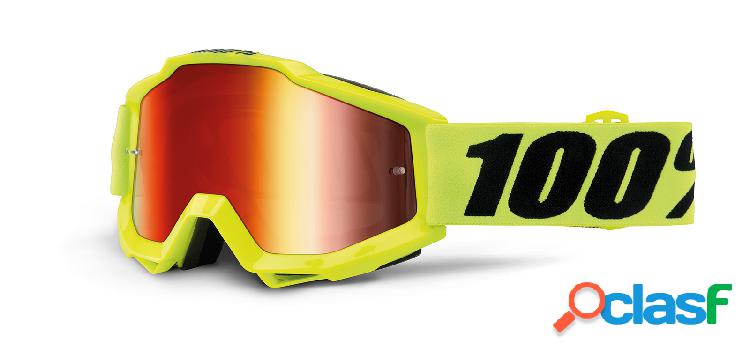 Occhiali cross 100% Accuri Giallo Fluo lente a specchio