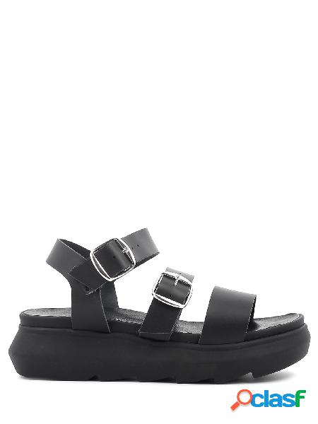 Once Sandali in pelle con zeppa, 37531 2849 - Bycast Nero