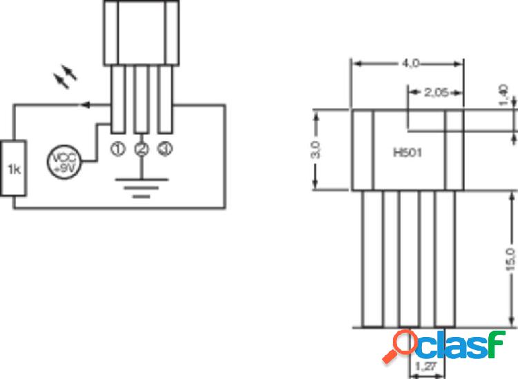 PIC Sensore Hall H501 3.8 - 24 V/DC Campo di Misura: +4 -
