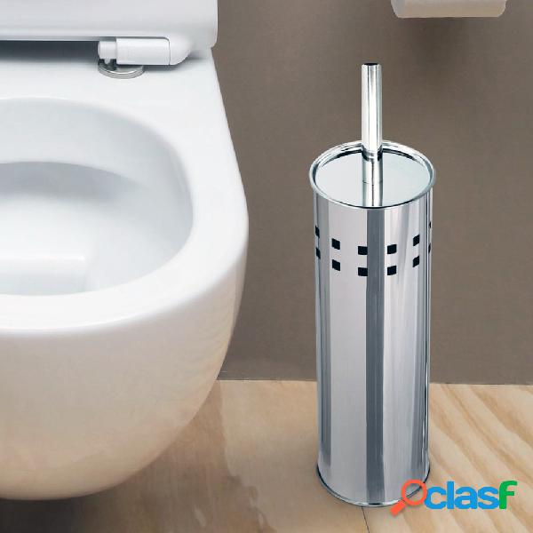 PORTASCOPINO CON SPAZZOLONE WC CILINDRO IN ACCIAIO INOX