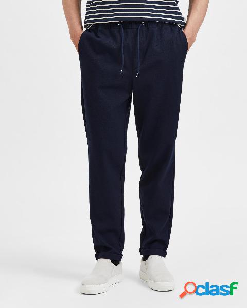 Pantalaccio blu tapered-fit in cotone stretch micro armatura