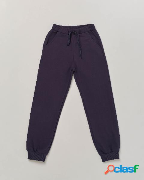 Pantalone blu in felpa di cotone stretch 4-8 anni