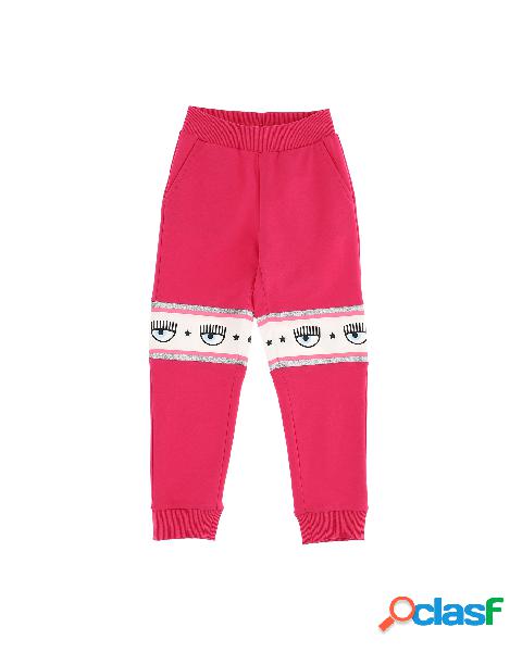 Pantalone fucsia jogging in felpa di cotone stretch con